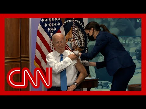 President Biden receives Covid-19 booster shot at press conference