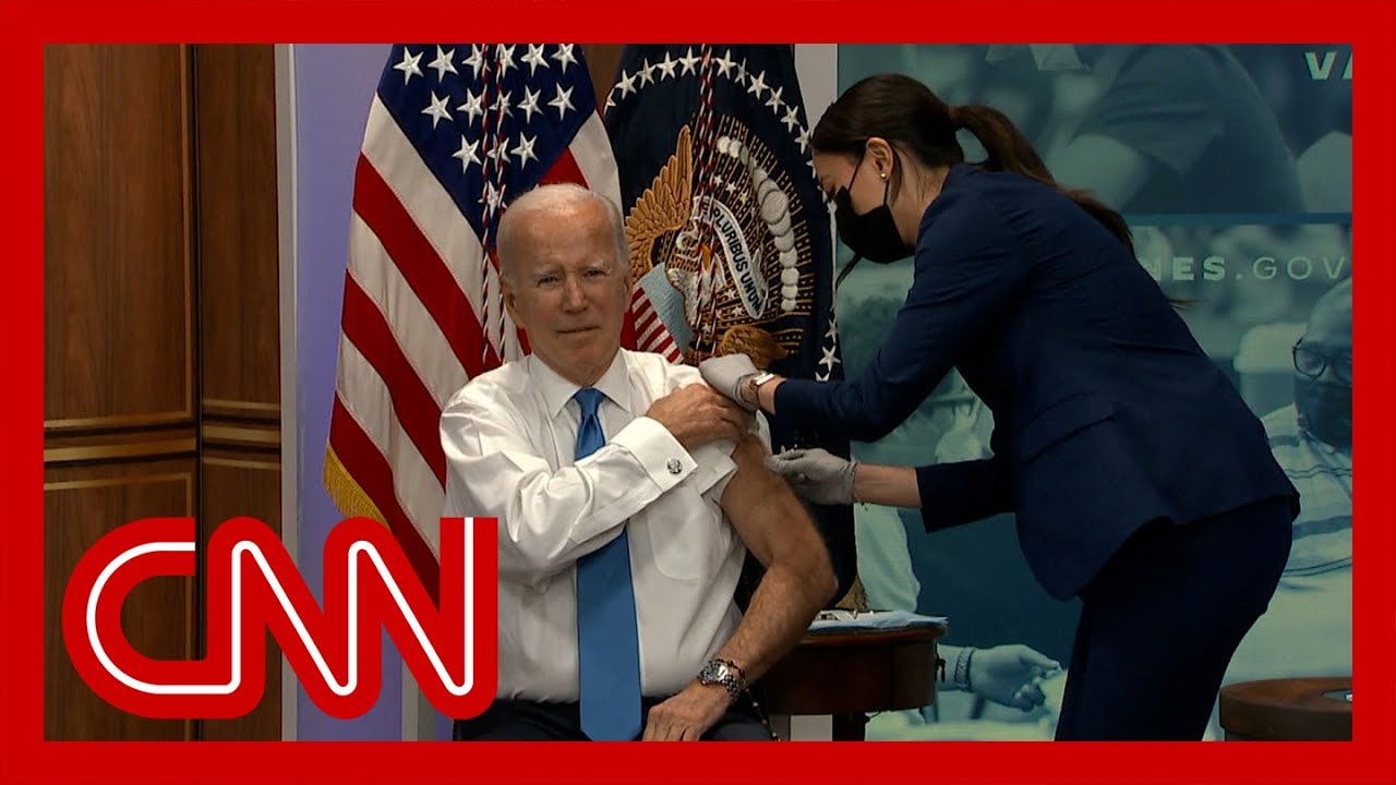 President Biden receives Covid-19 booster shot at press conference