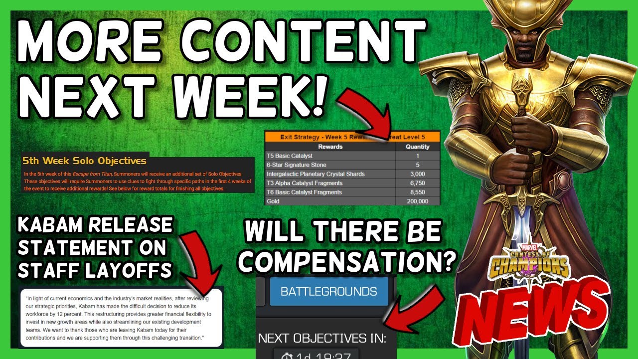 More Content To Do Next Week? Clues and Grindy? More on Kabam Layoffs