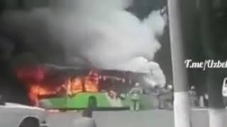Toshkentda Yana Br Aftobus Yonib Ketdi