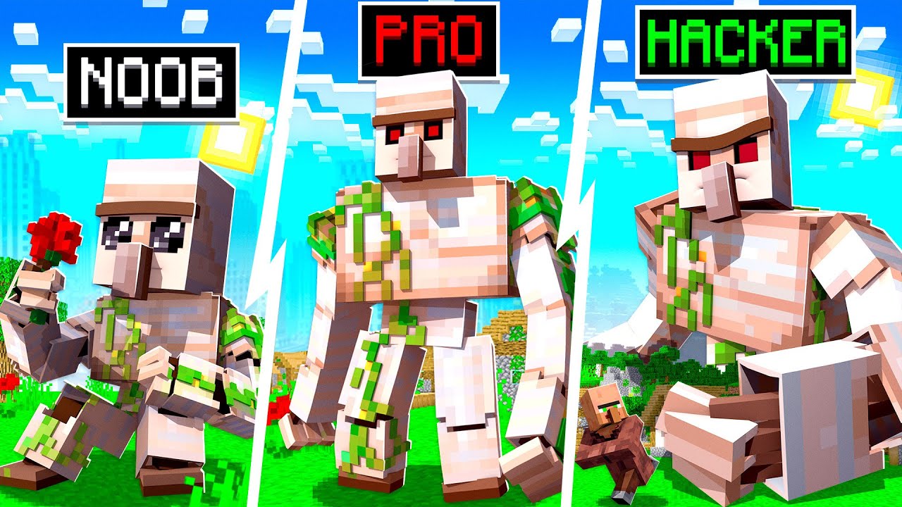 MINECRAFT NOOB vs PRO vs HACKER GOLEMS! - YouTube
