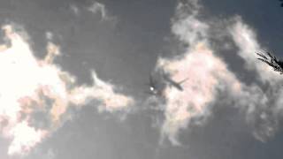 Plane shadow on cloud and sky