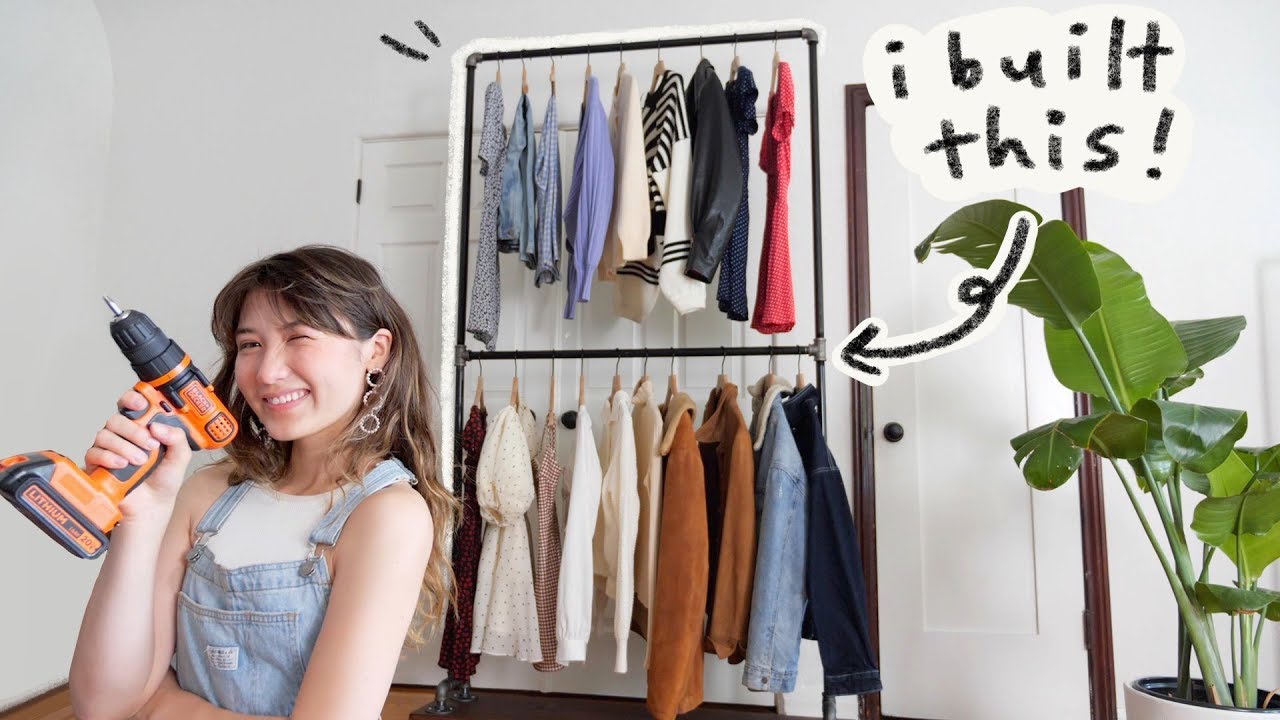 DIY Wall Mounted Clothing Rack with Top Shelf