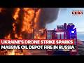 Russia's Krasnodar Region Rocked By Huge Oil Depot Fire After Drone Debris Falls On Facility