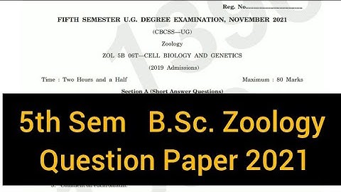 CELL BIOLOGY AND GENETICS          |       5th Sem    B.Sc. Zoology    Question Paper 2021 #calicut