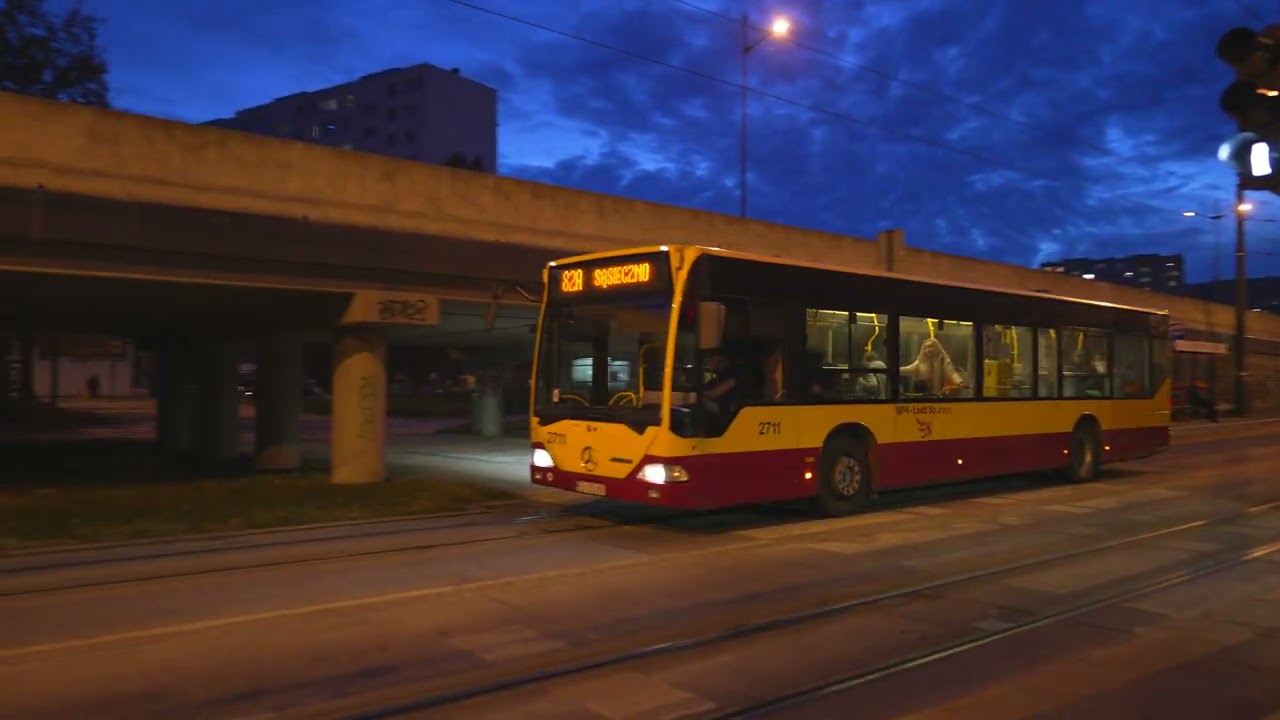Poland, Lodz, Rokicińska - Gogola Tram / Bus stop @ night