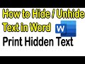 How to Hide Unhide Text in Word and How to Print Hidden Text