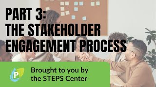 Guide to Engaging Stakeholders in Research, Part 3: The Stakeholder Engagement Process