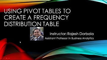 Frequency Distribution Table Using Pivot Tables