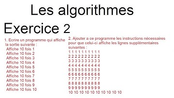 Exercice 2 sur les algorithmes الخوارزميات إظهار الأعداد من 1 إلى 10 في كل سطر