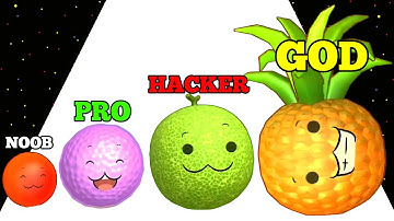Watermelon Run - NOOB vs PRO vs HACKER vs GOD Level Up Gameplay ( Suika Balls )