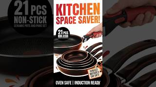 Best 21 Pcs Non Stick Pots and Pans Set Review 2026 🥘Space Saving Kitchen Hack