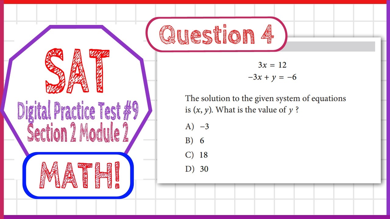 Question 4 from SAT Digital Practice Test 9, MATH Section 2 Module 2 ...