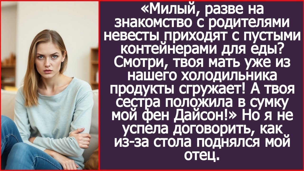 Милый, разве на знакомство с родителями невесты приходят с контейнерами для еды? - спросила я жениха