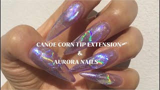 셀프네일 / 카누 콘팁 네일연장 & 요즘 핫한 오로라네일  AURORA nail art & nail tip extension