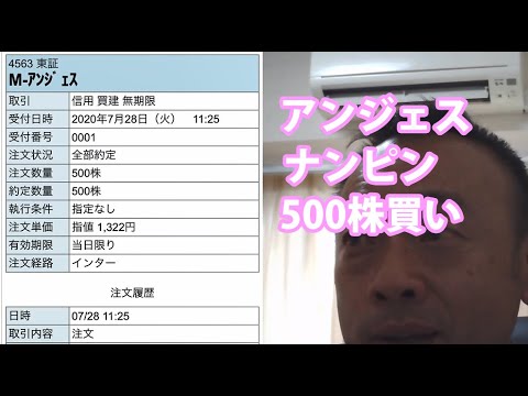 17) 7/28 アンジェス続落　買い増し！ ナンピン株チューバー