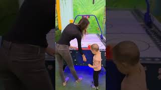 Air hockey with mom biggest Disneyland Lego Minecraft Harry Potter blippi