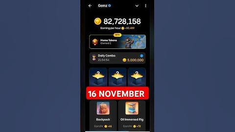 Gemz Daily Combo Today 16 November Daily Combo Today #gemz #combo #airdrop