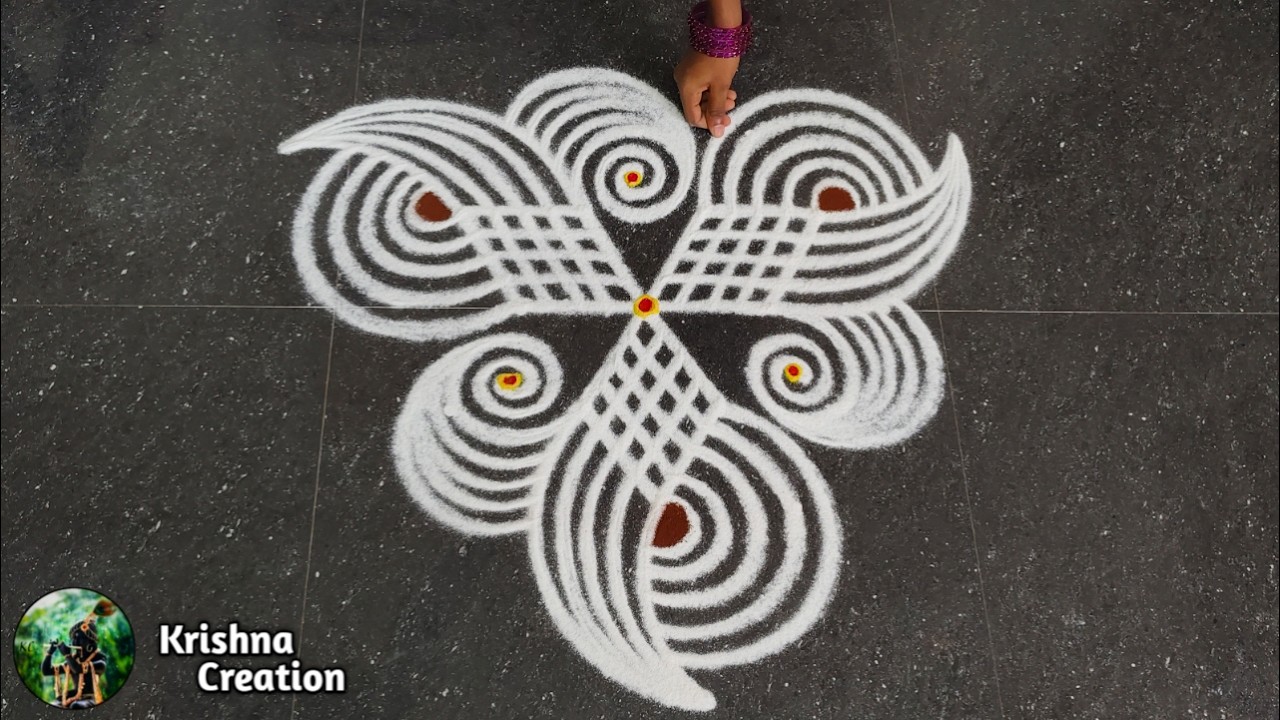 Easy Padi Kolam Design with 5x3 dots | Creative Rangoli | Padi Kolam Muggulu | Rangoli Kolam