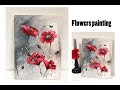 How to draw easy flowers painting / Demonstration /Acrylic Technique on canvas by Julia Kotenko