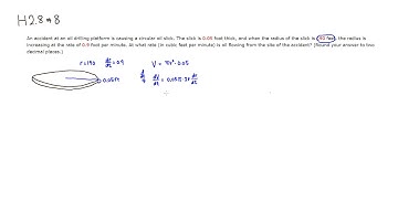 Example: How to Solve a Related Rates Problem (Oil Leak Problem) - M109 H2.8 #8 (SU18)