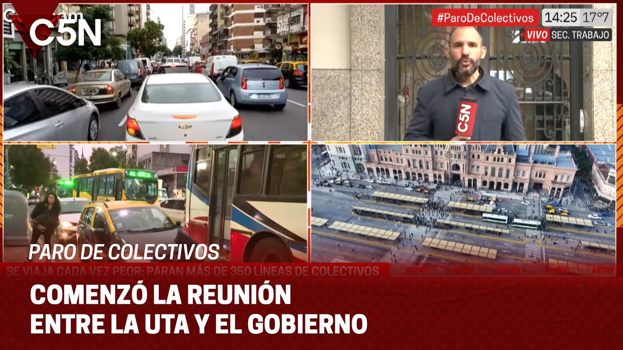 PARO de COLECTIVOS: COMENZÓ la REUNIÓN entre la UTA y el GOBIERNO - YouTube