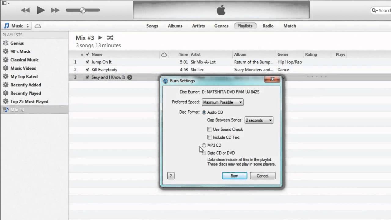 burn a cd in windows itunes