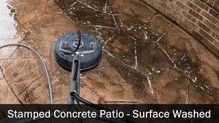 Stamped Concrete Patio Pressure Washed - Removing grease, dirt, mold and mildew - Satisfying Clean