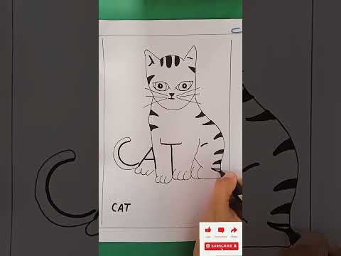 How do draw a cat  🐈using the word cat 🐈|| easy cat 🐈 drawing✍️ #SHORT