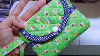 Sewing tutorial! How to sew zipper quilted pouch step-by-step 💚 #sewinghacks #sew