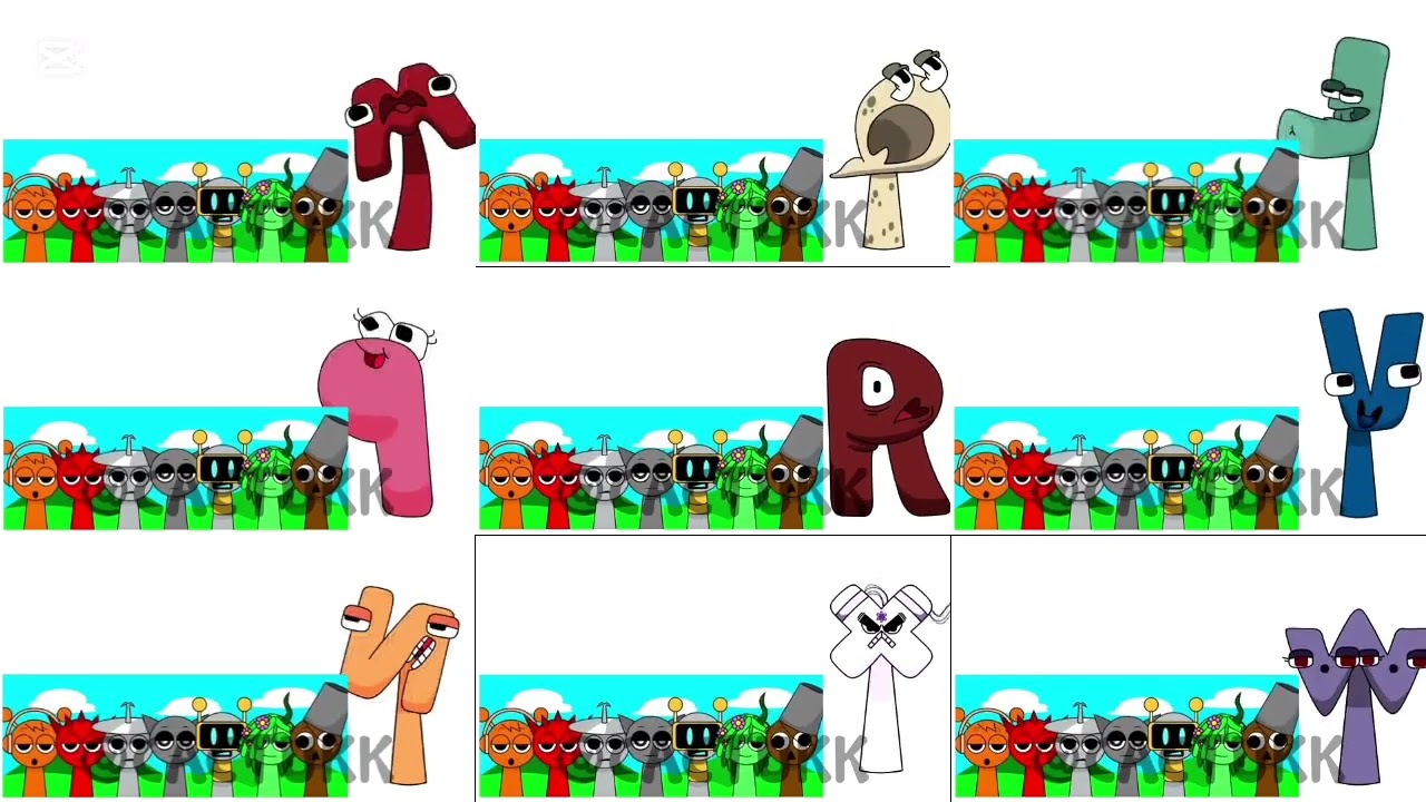 My Sprunki OC M Q L P R V N X W Alphabet Lore Nineparison Round 2