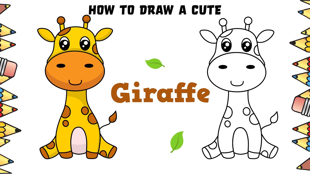 How to draw a Giraffe (Zoo Animals) Step by Step | DrawingTutorials101.com
