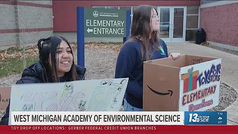 West Michigan Academy of Environmental Science collecting for Toys for Tots