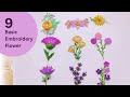 9 basic flower embroidery stitch  hand embroidery for beginners  super creative embroidery