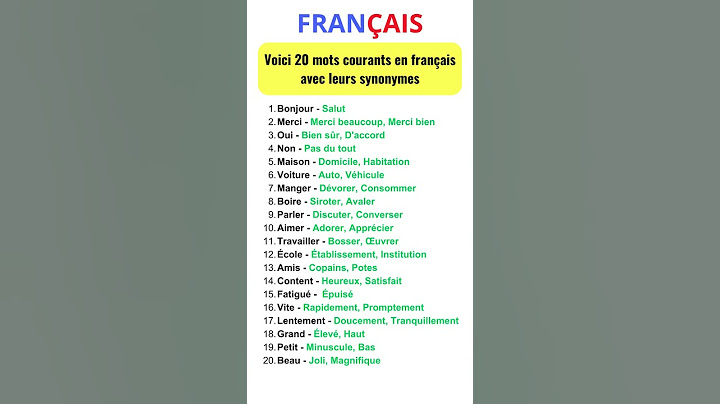 Voici 20 mots courants en français avec leurs synonymes #français #frances #vocabulaire  #synonymes