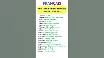 Voici 20 mots courants en français avec leurs synonymes #français #frances #vocabulaire  #synonymes