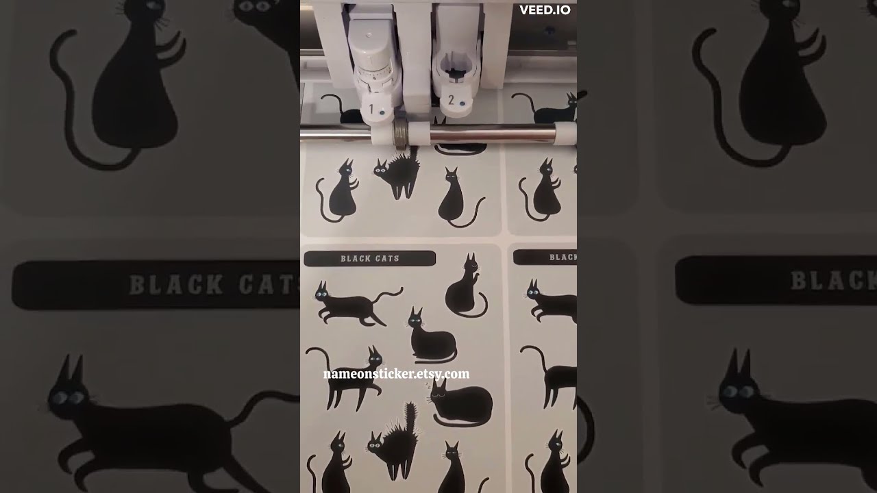 Silhouette Cameo 4 sheet sticker cutting asmr_Black cats 