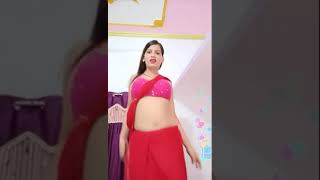 Hot red saree indian sexy dance girl live