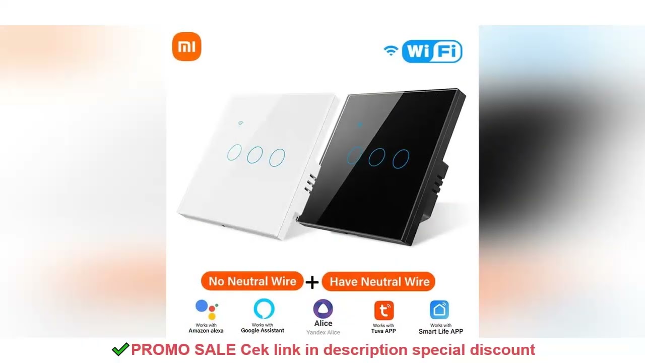 Xiaomi Smart Light Switch Glass Screen Touch Panel Voice Control Wireless Wall Switches Remote Alexa