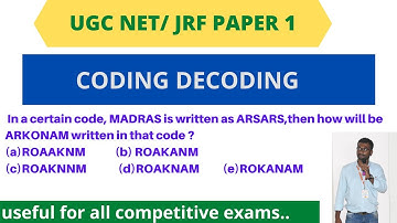 UGC NTA NET PAPER 1 MATHEMATICAL REASONING AND APTITUDE CODING DECODING 3