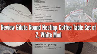Review Giluta Round Nesting Coffee Table Set of 2 White Modern End Tables Living Room Faux Marble E