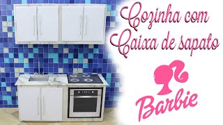 COMO TRANSFORMAR CAIXA DE SAPATO EM COZINHA PRA BARBIE