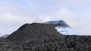 A spatter cone built up by Hawaiian-style eruption; Sundhnukur Volcano Eruption 2024, Iceland