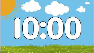 10 Minute Cute Calm Summer Classroom Timer (No Music, Happy Harp Alarm at End)