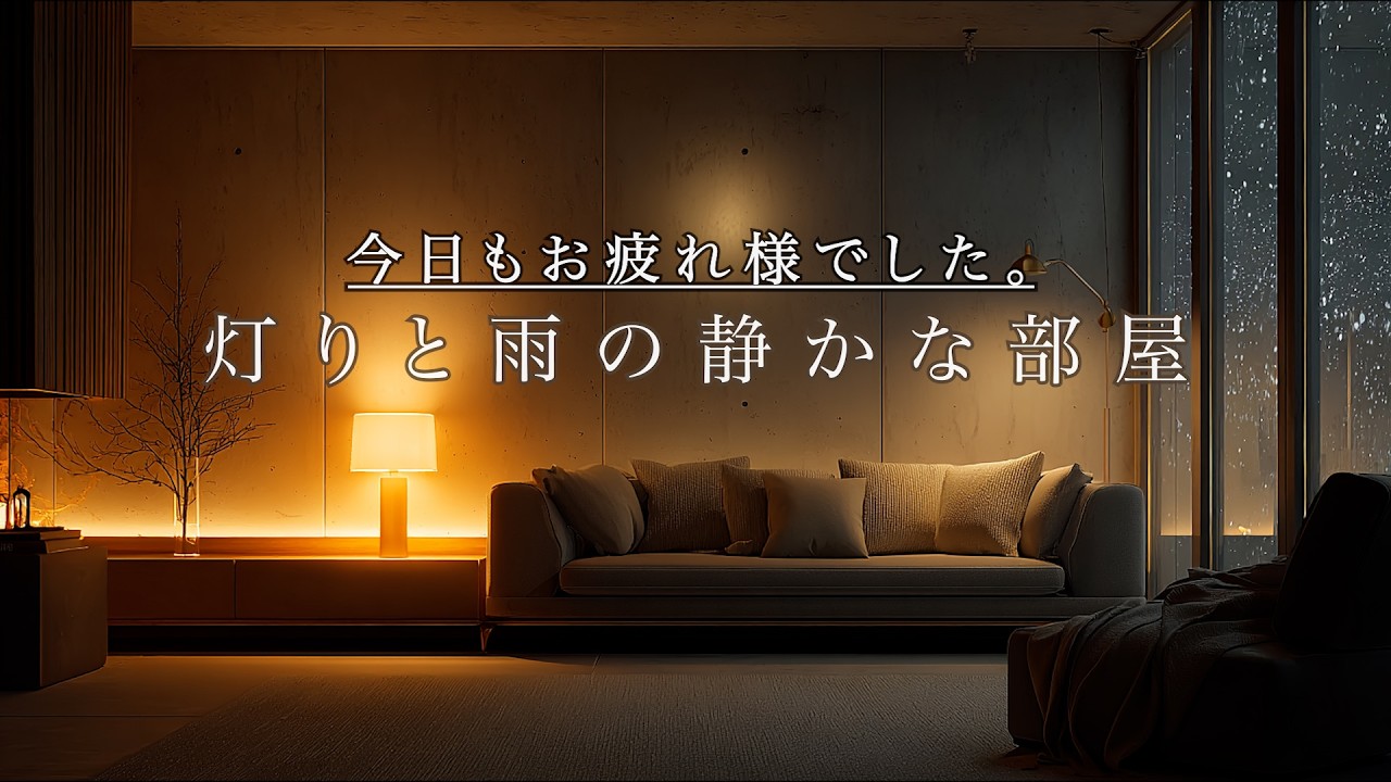 癒やしBGM】今日もお疲れ様でした｜灯りと雨の静かな部屋の夜の癒やし（ジャズピアノ）