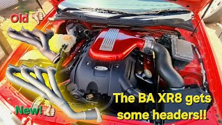 The BA Falcon XR8 gets a set of ceramic coated Pacemaker Tri-Y headers installed