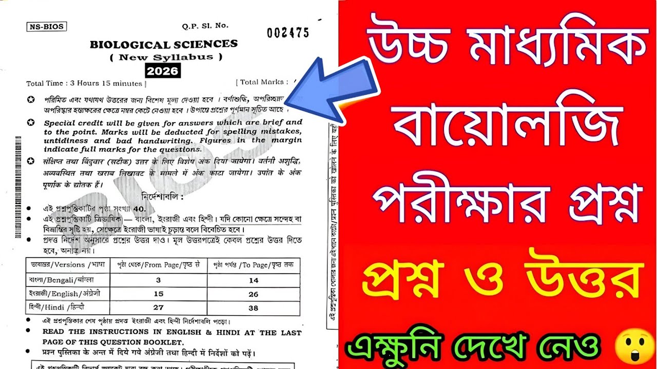 HS Class 12 4th semester Biology Question Paper 2026|HS 4th Semester Biology Suggestion 2026|HS 2026