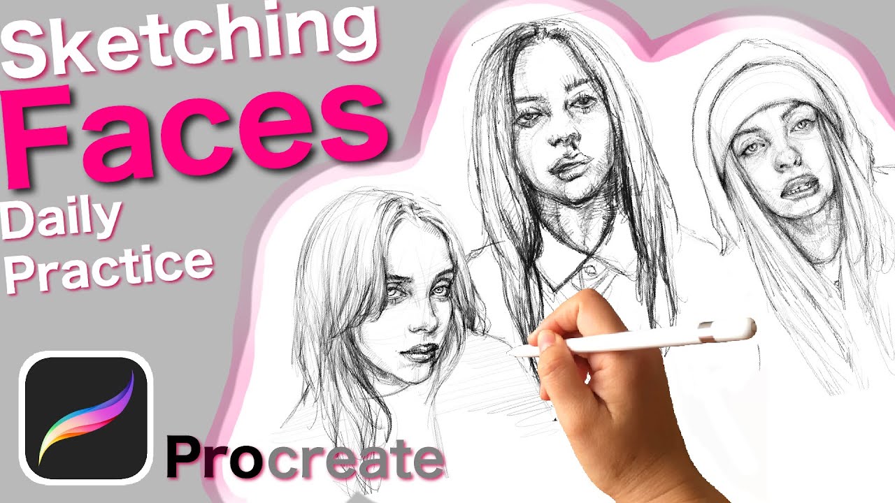 Procreate 顔をスケッチする Ipadで絵の練習メイキング動画 Youtube