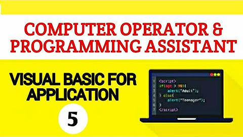 Visual Basic For Applications | Decision making statement in VBA | ITI COPA trade