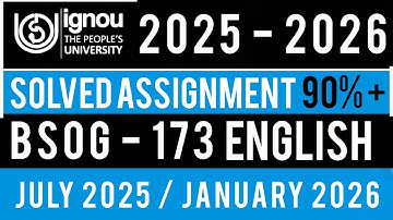 BSOG 173 SOLVED ASSIGNMENT 2025-26 | BSOG 173 SOLVED ASSIGNMENT 2025-26 IN ENGLISH | BSOG 173